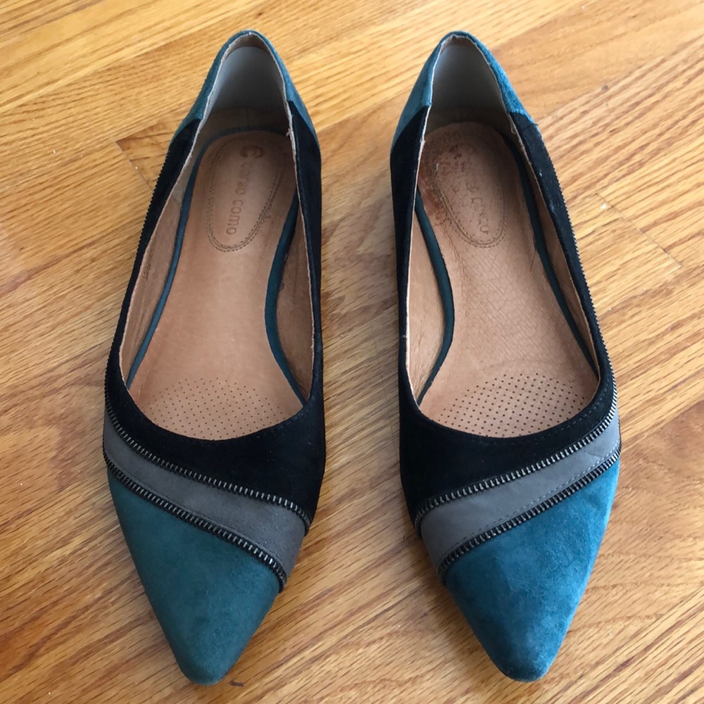 Corso Como Suede teal/gray/black zipper detail 8M